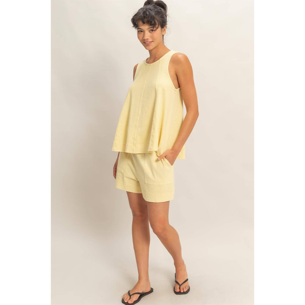 Sleeveless Round Neck Top & Shorts Set