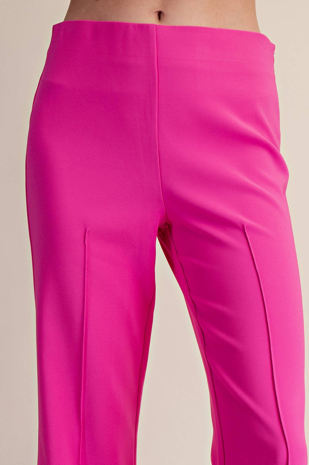 High Waist Stitch Pleats Flare Crop Stretchy Pants