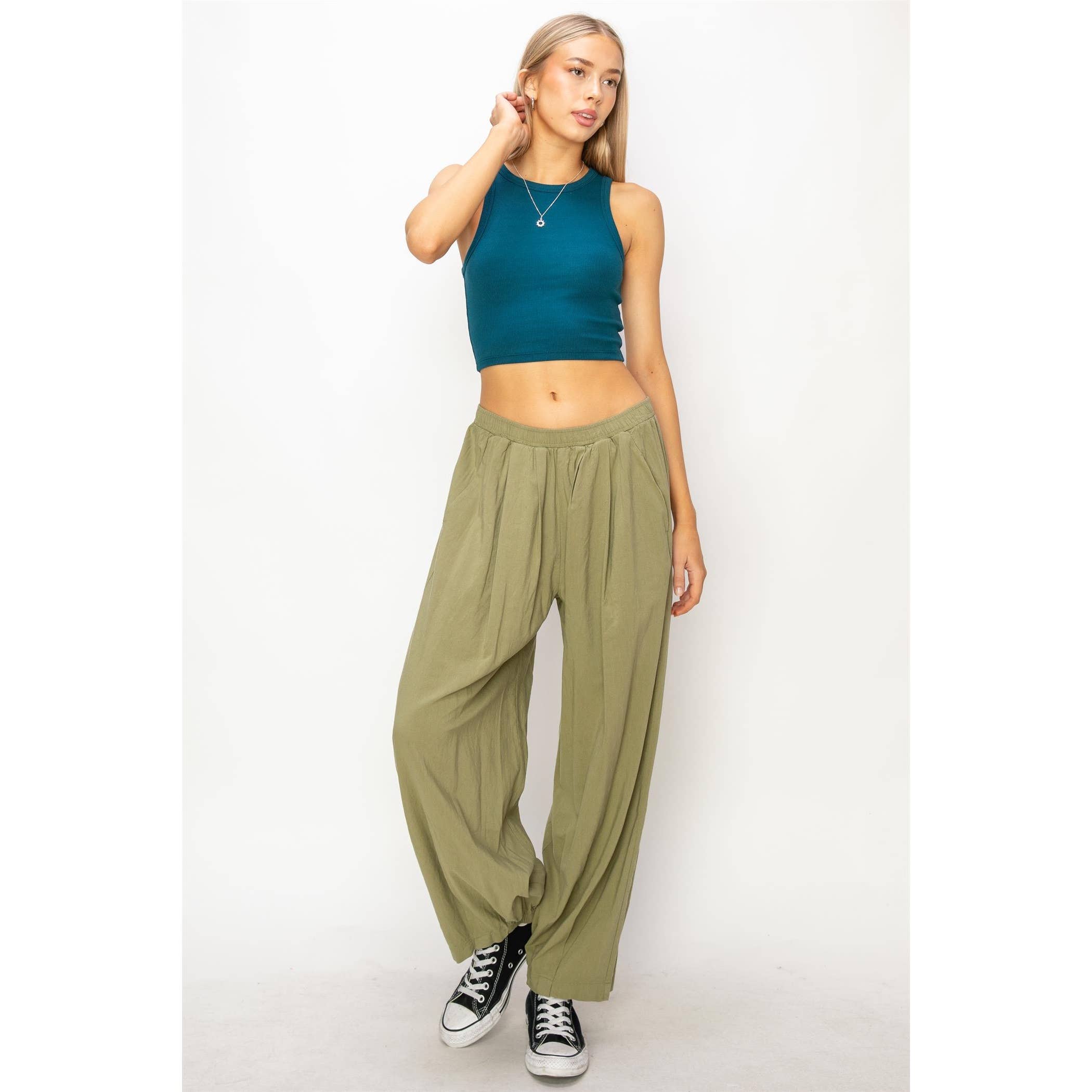 Mid Rise Wide Leg Pants