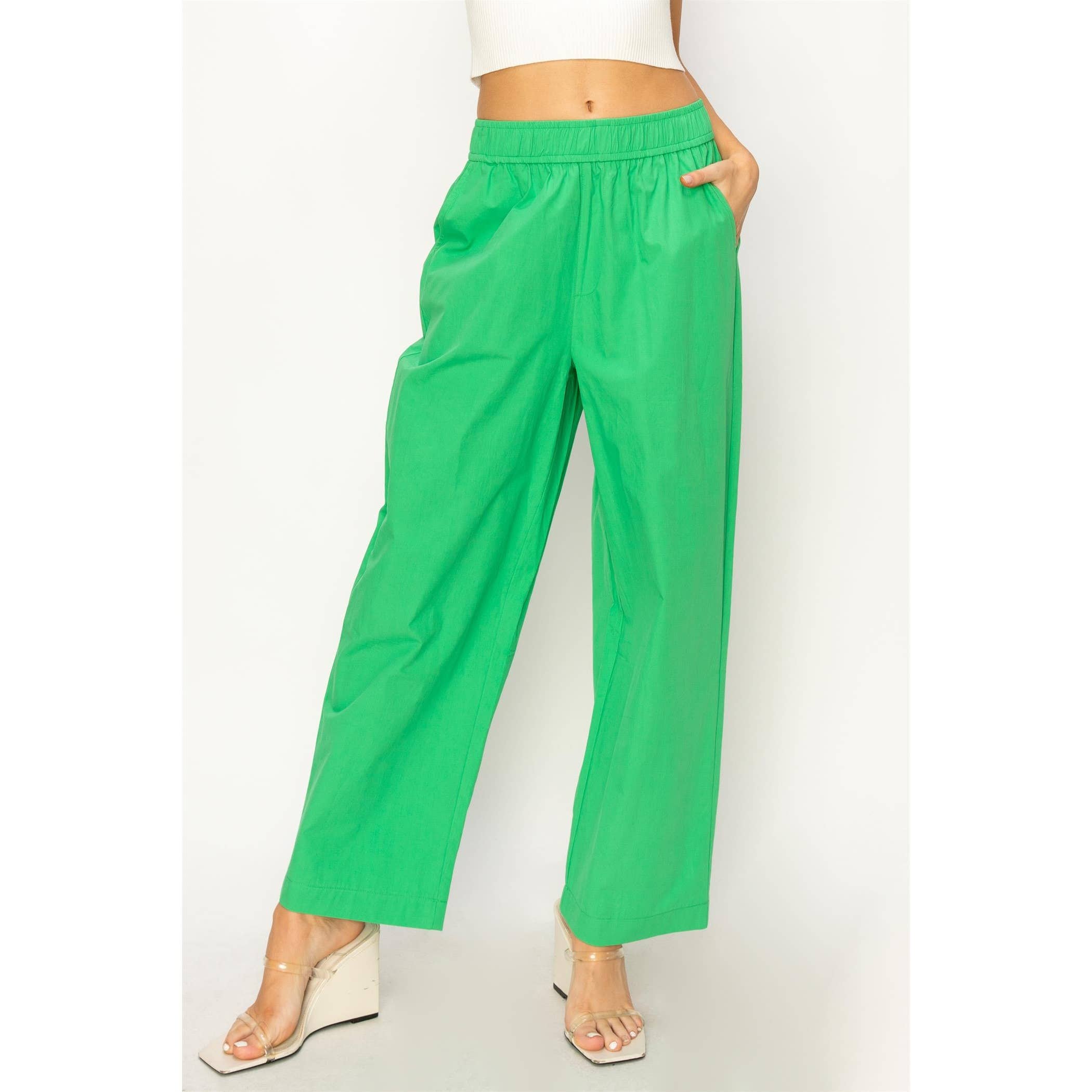 Poplin High Waist Wide Leg Pants