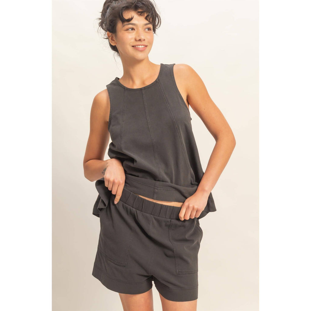 Sleeveless Round Neck Top & Shorts Set