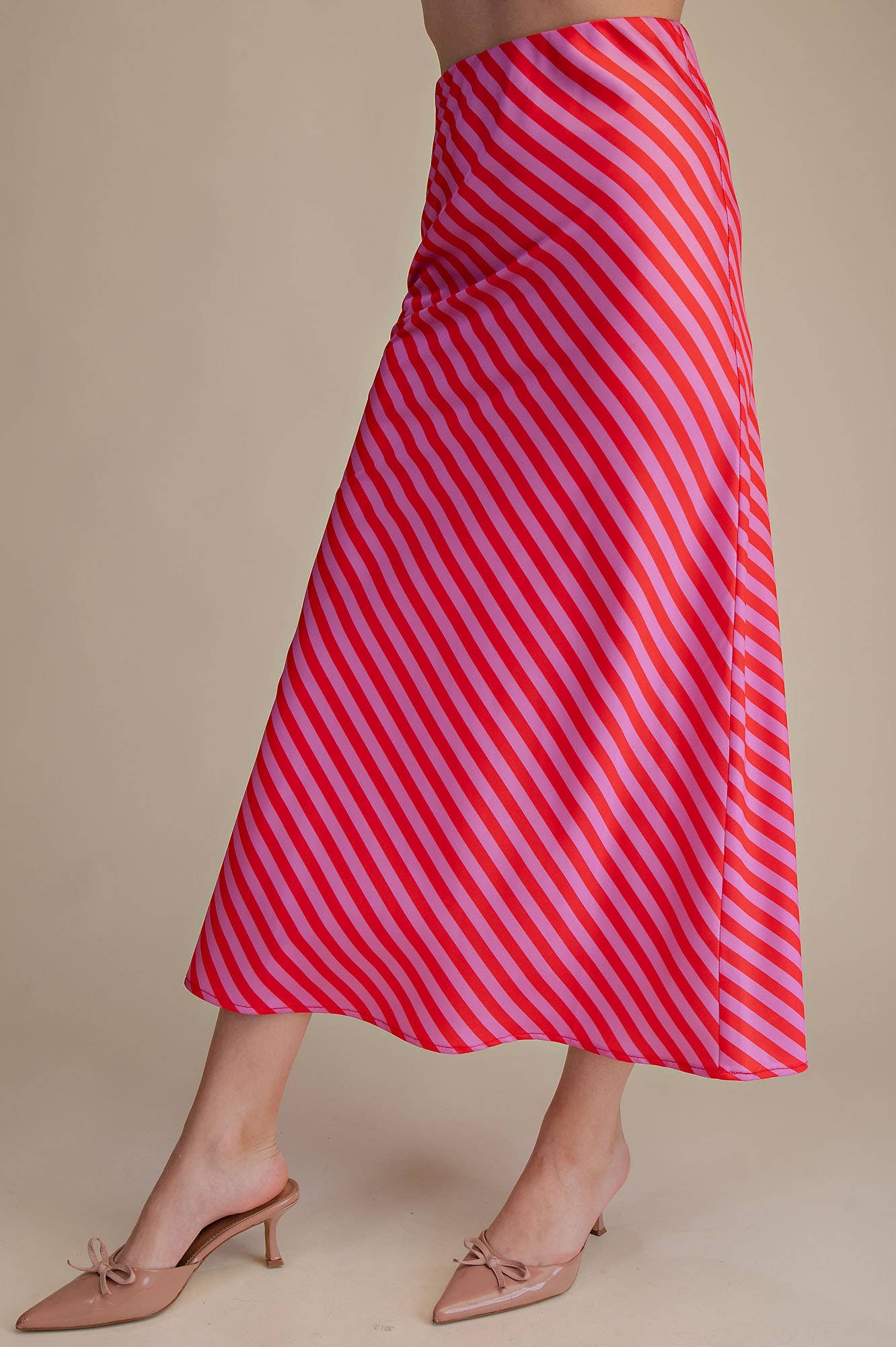 Waist Elastic Band Midi Skirt