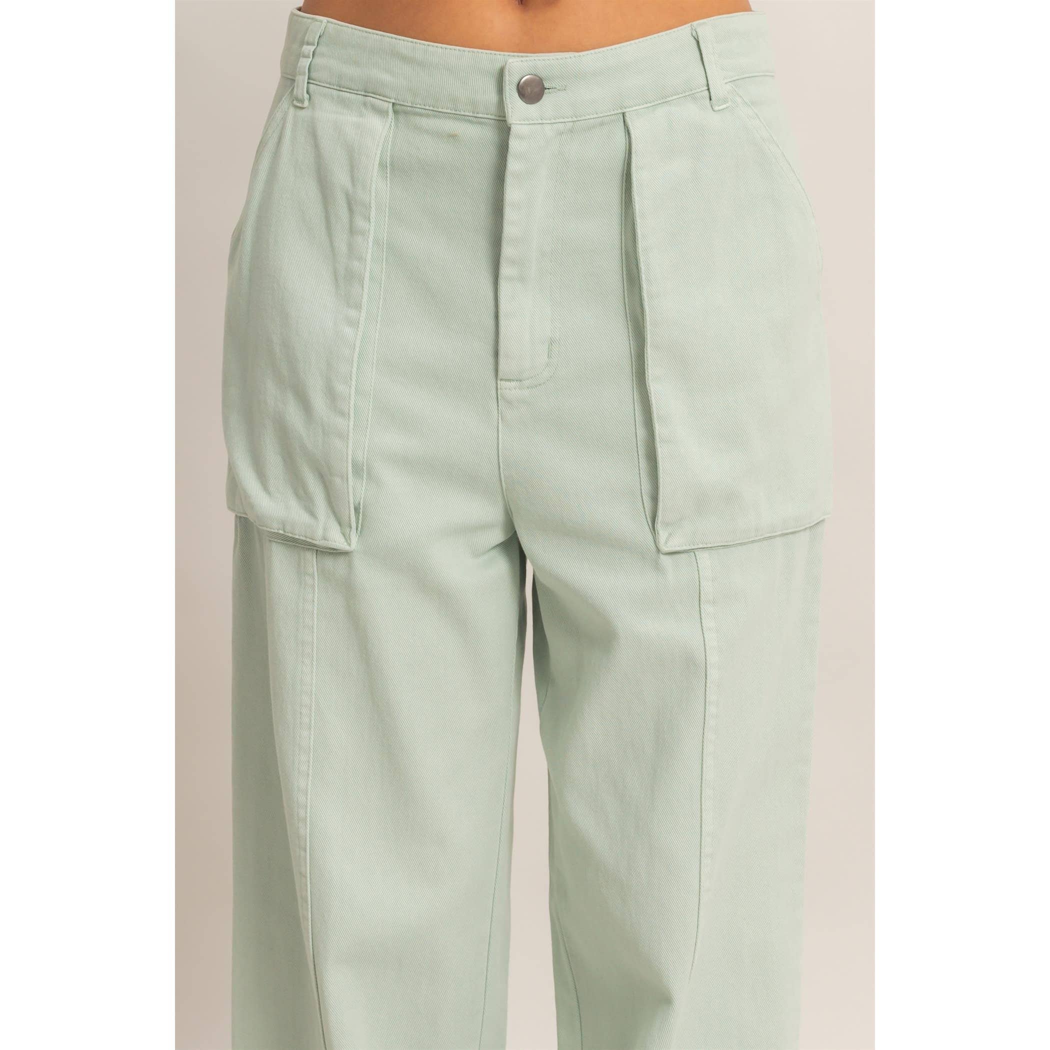 High Rise Cargo Pants With Ankle Ties