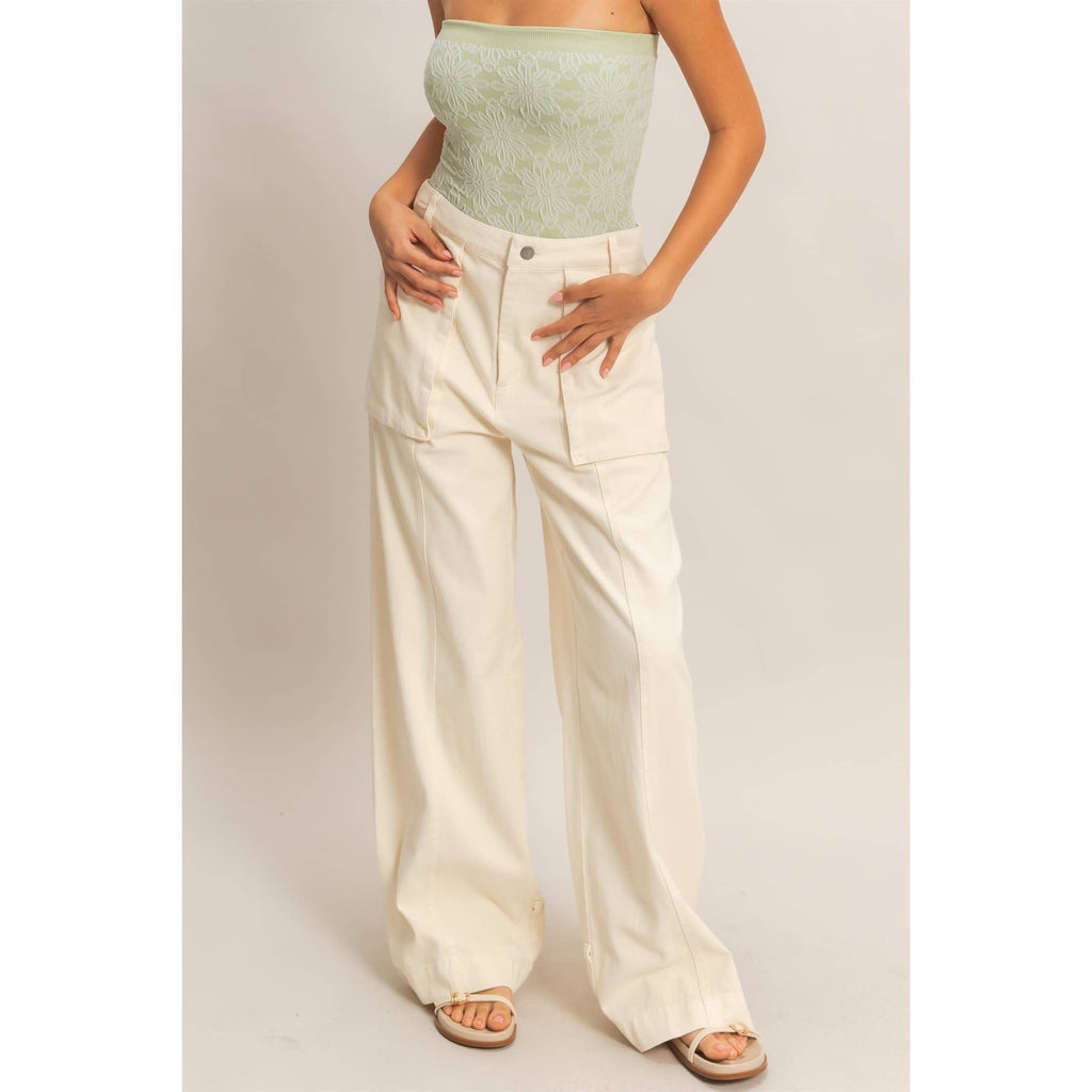 High Rise Cargo Pants With Ankle Ties