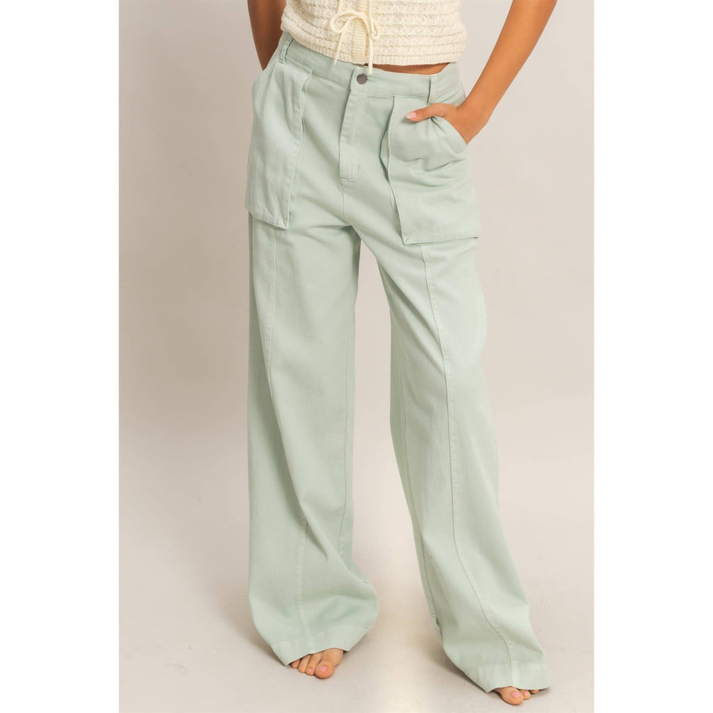 High Rise Cargo Pants With Ankle Ties
