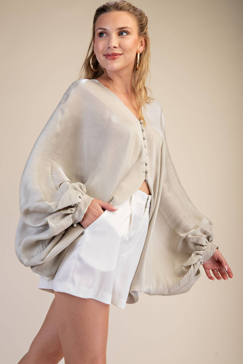 V-Neck Puff Sleeve Top