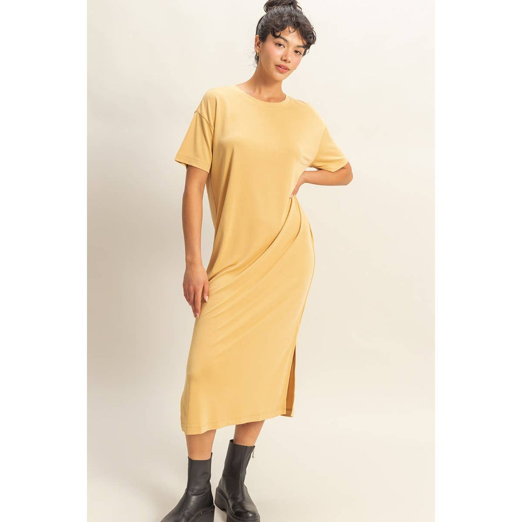 Side Slit T-Shirt Midi Dress