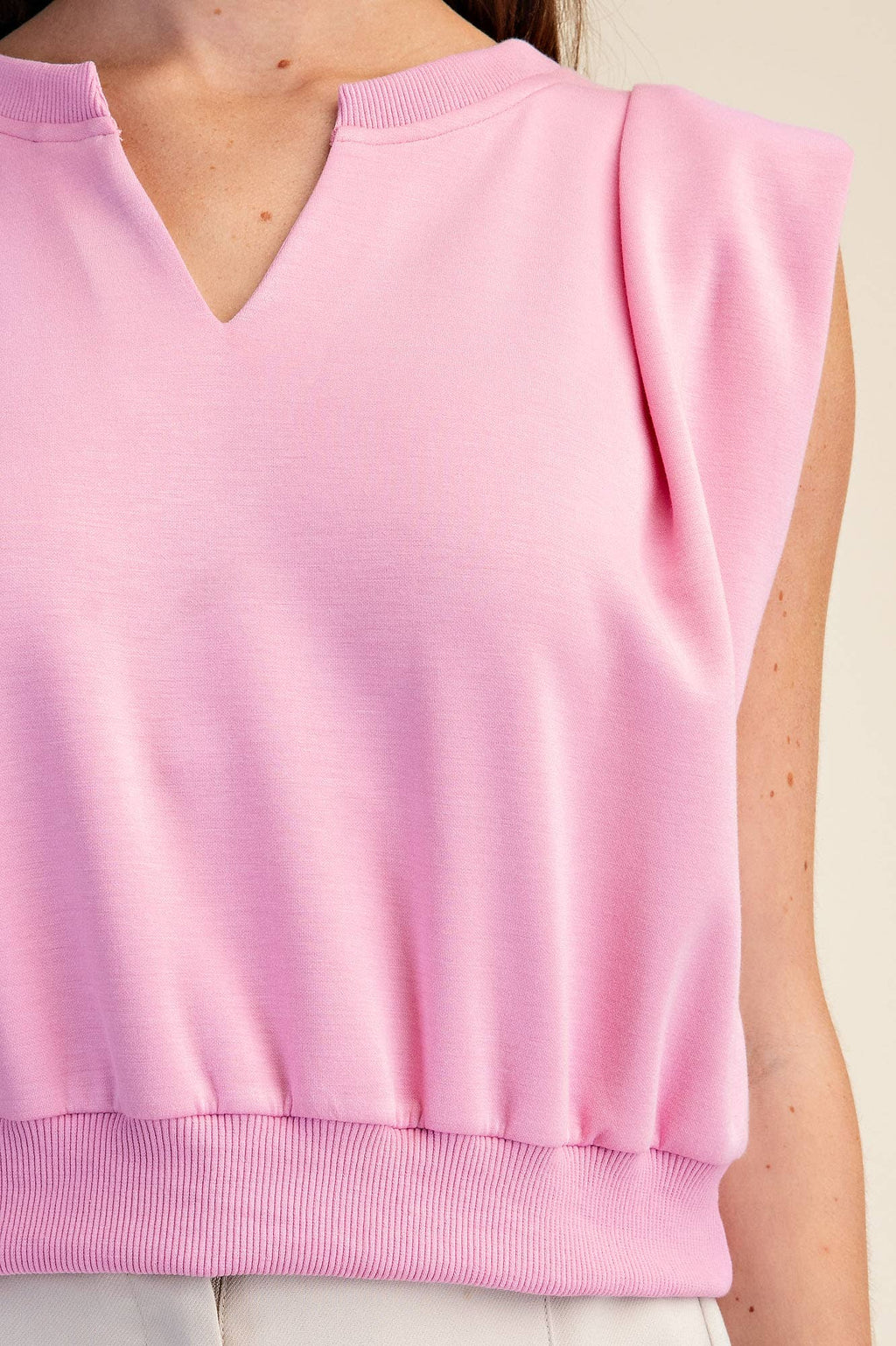 Knit Top With V-Neck Strong-Shoulder