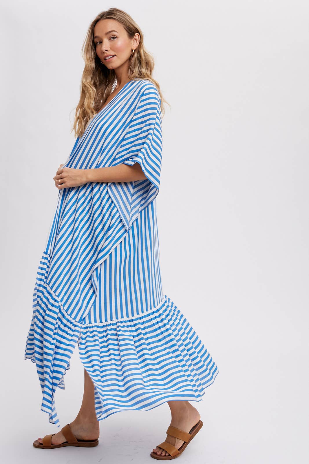 Stripe Print Women's Maxi Duster Kimono