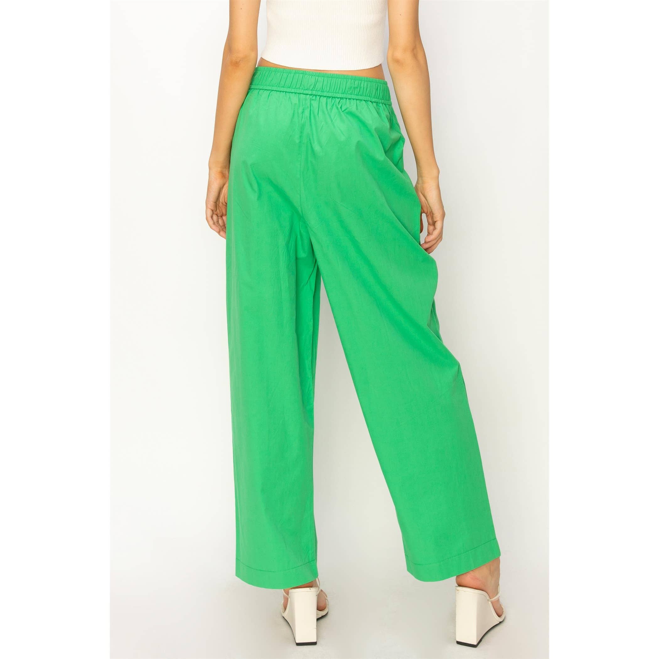 Poplin High Waist Wide Leg Pants
