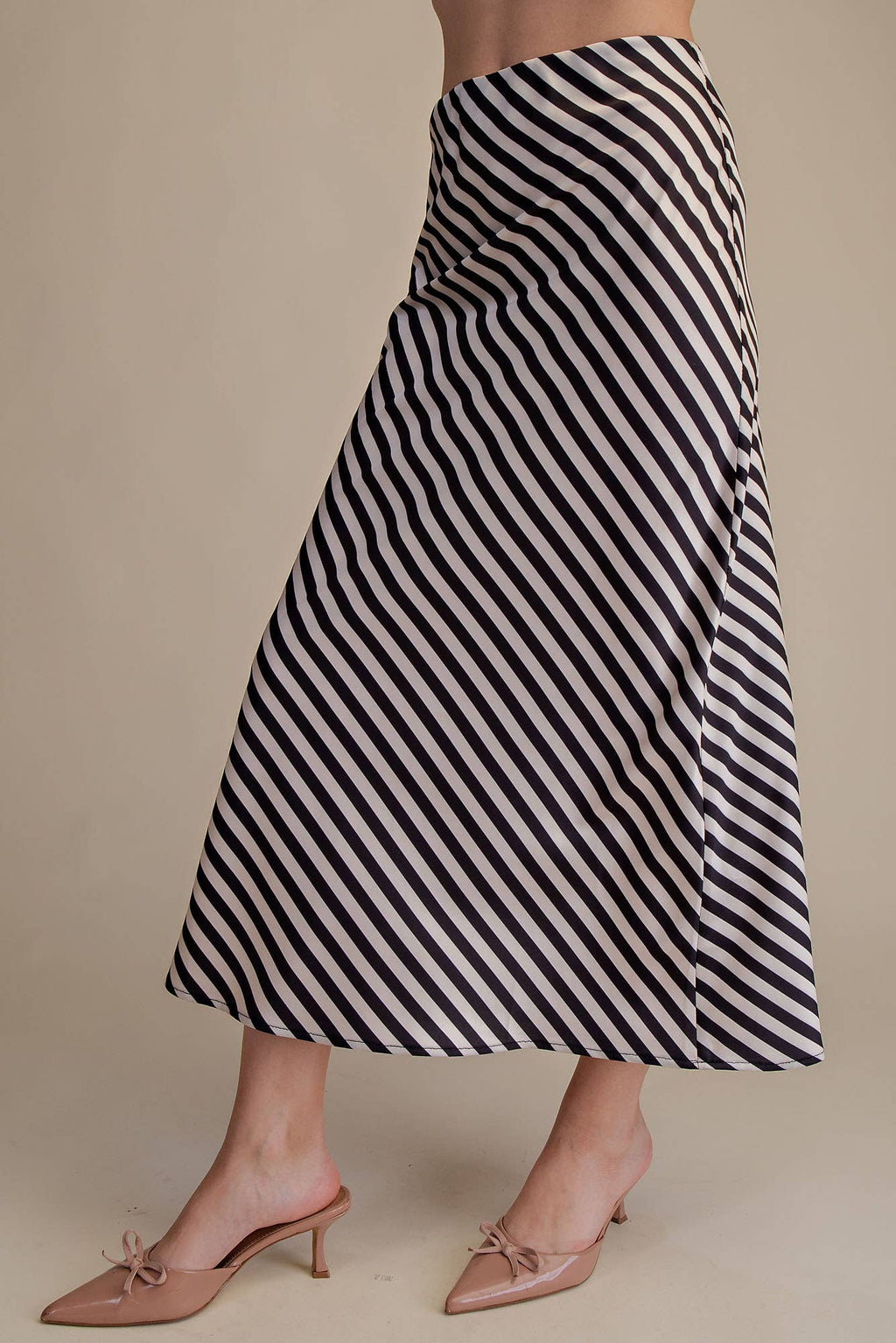 Waist Elastic Band Midi Skirt