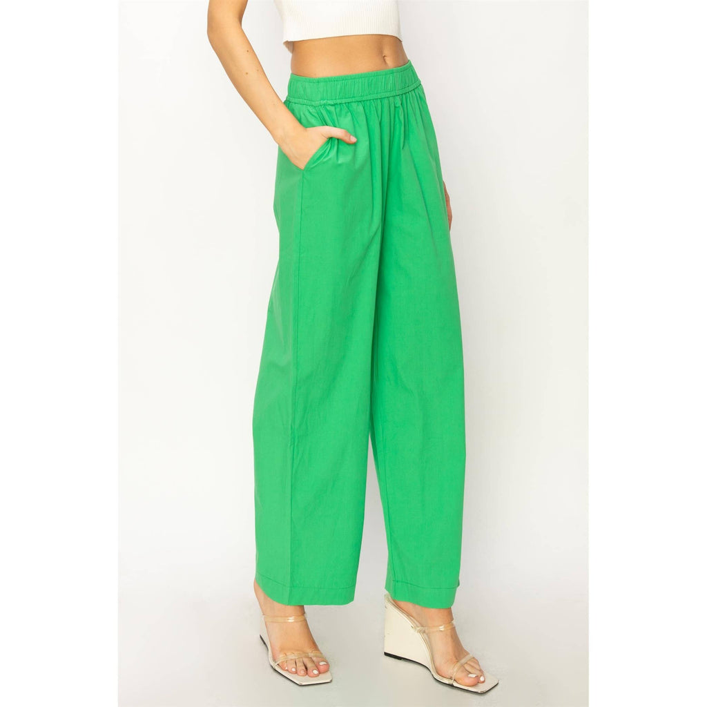 Poplin High Waist Wide Leg Pants