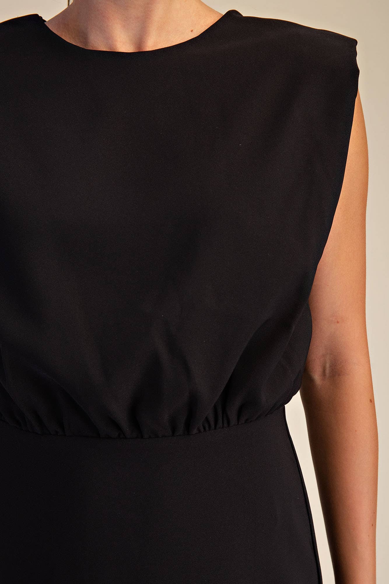Round Neck Shoulder Padded Mini Dress