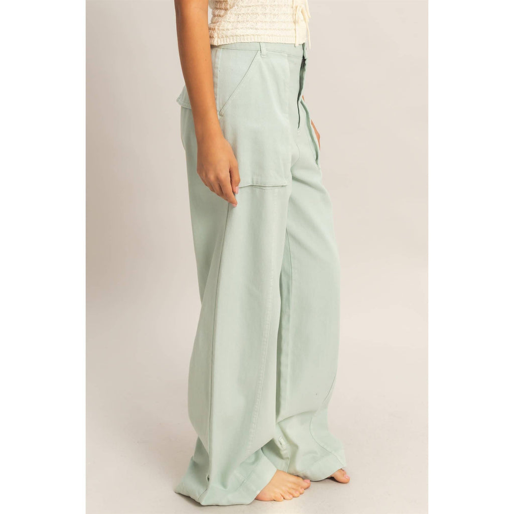 High Rise Cargo Pants With Ankle Ties