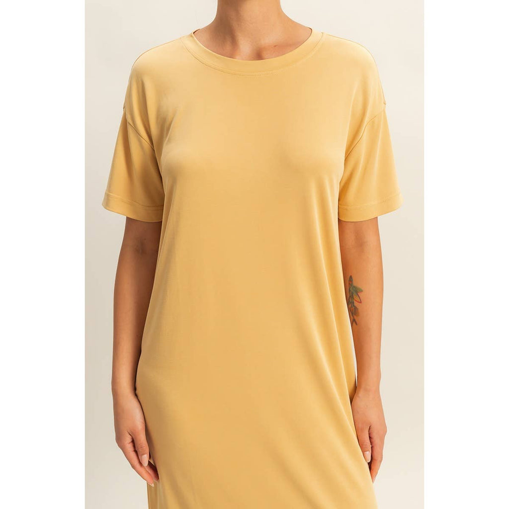 Side Slit T-Shirt Midi Dress