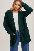 FLUFFY BOUCLÉ OPEN FRONT CARDIGAN