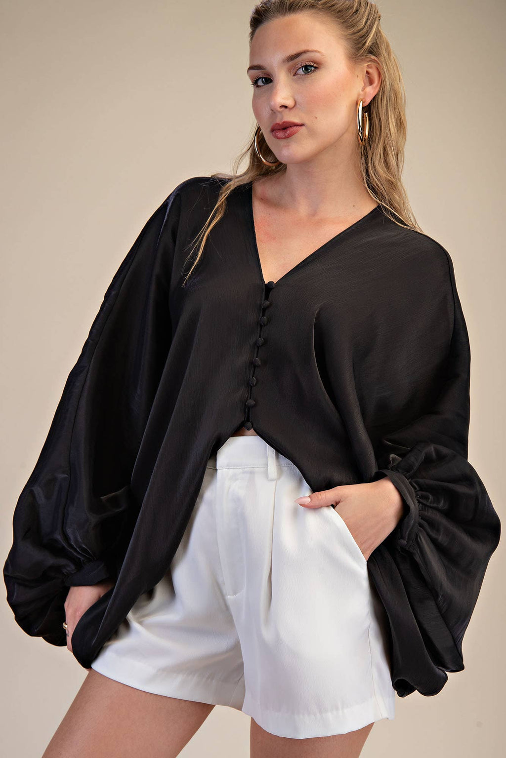 V-Neck Puff Sleeve Top