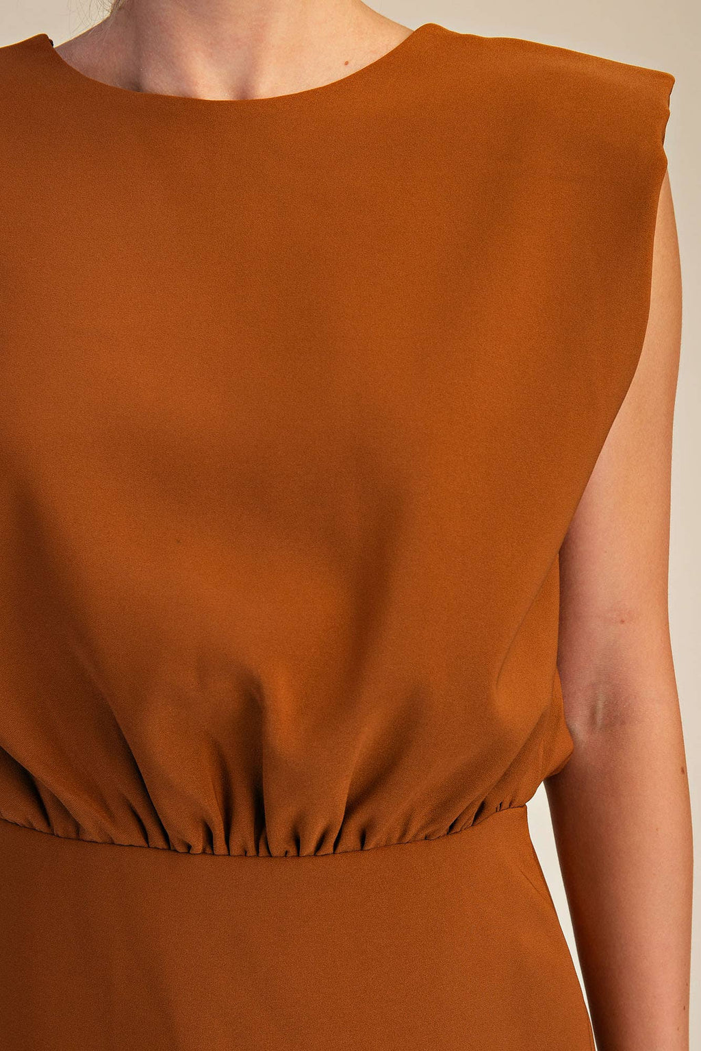 Round Neck Shoulder Padded Mini Dress