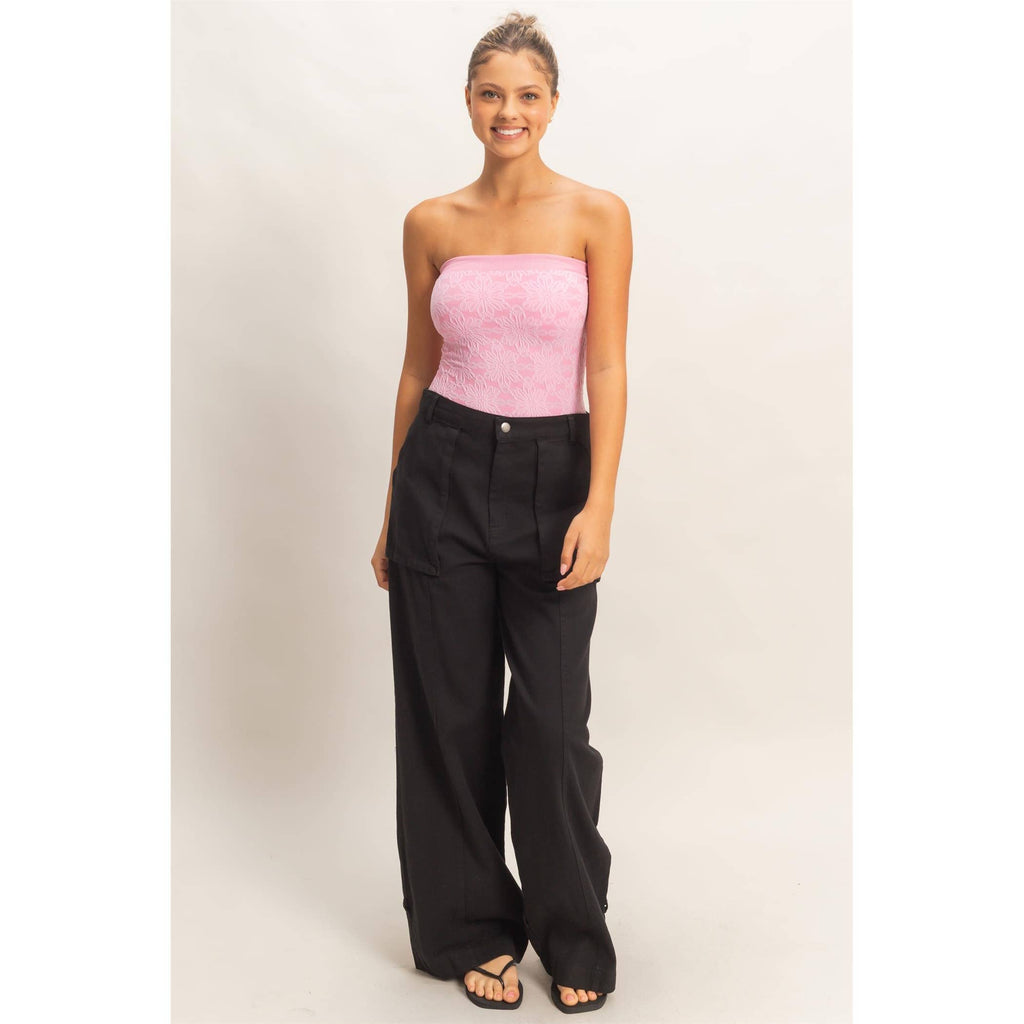 High Rise Cargo Pants With Ankle Ties