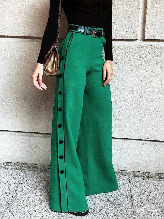 H-line Wide Leg Solid Color Pants
