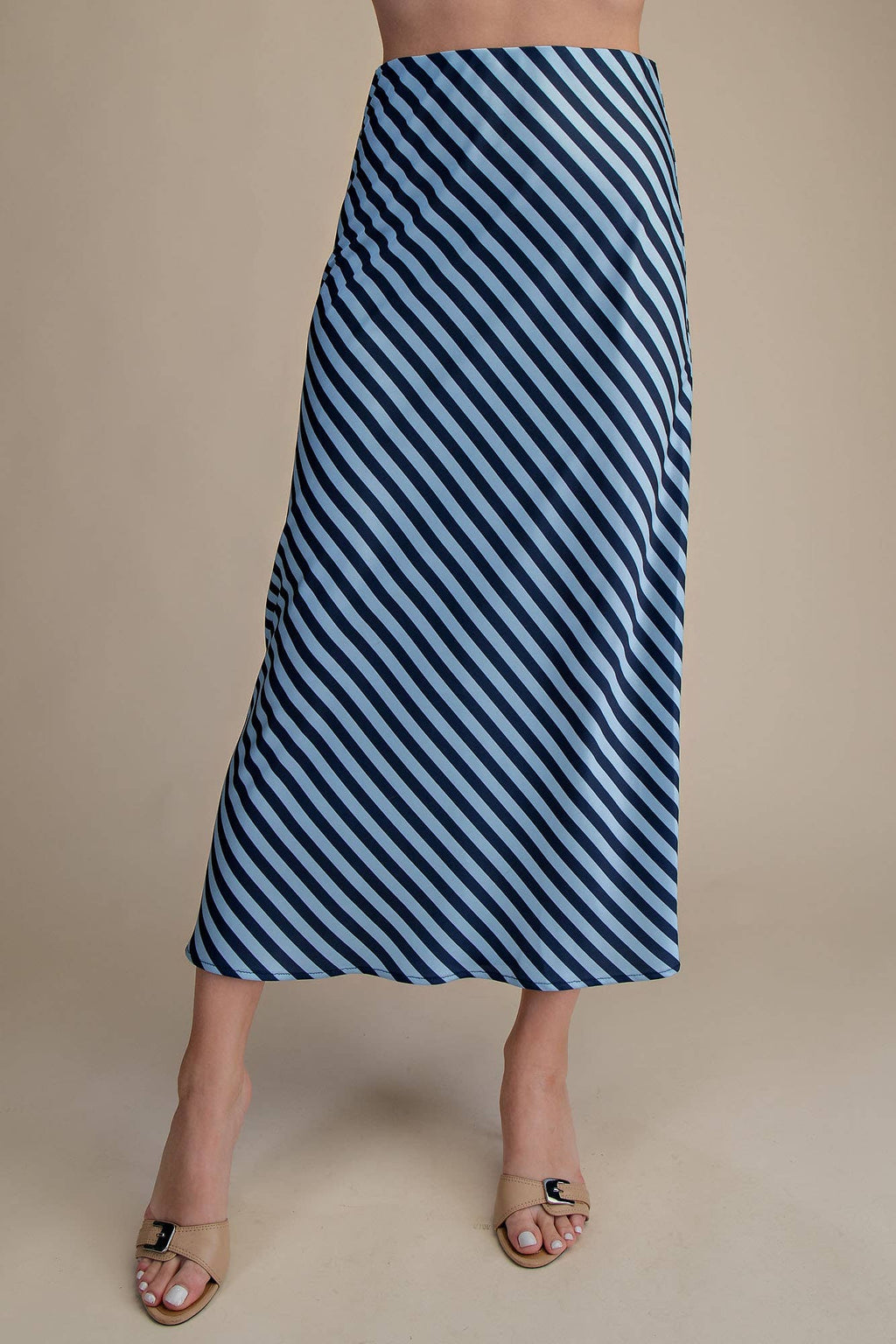 Waist Elastic Band Midi Skirt