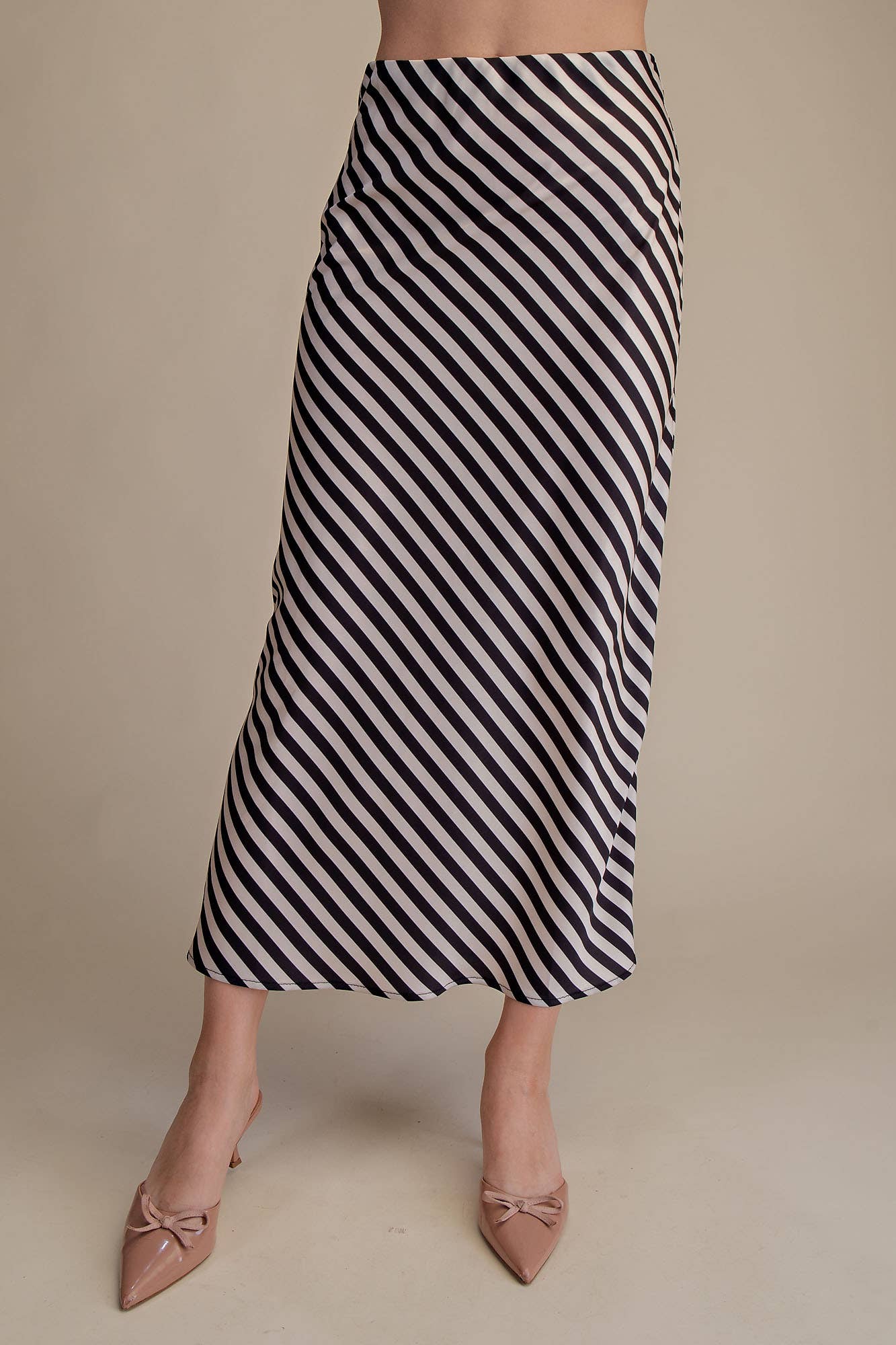 Waist Elastic Band Midi Skirt
