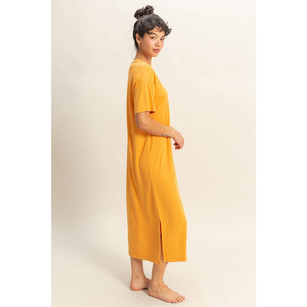 Side Slit T-Shirt Midi Dress