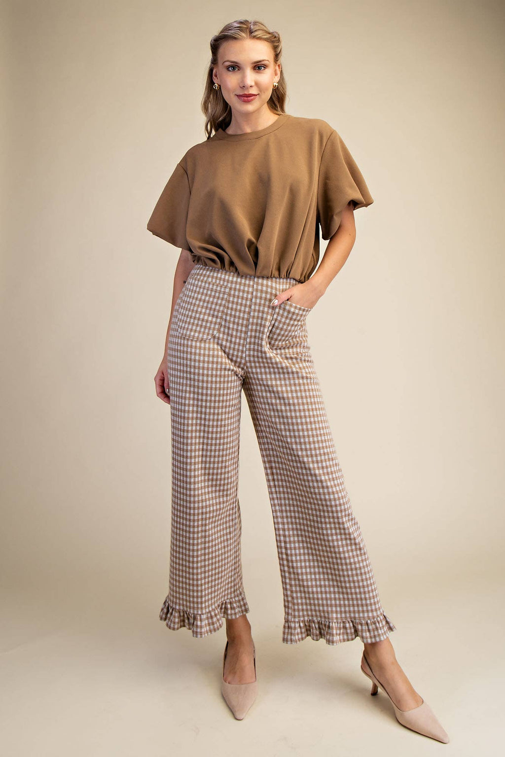 Bubble Sleeve and Hem Crop Top
