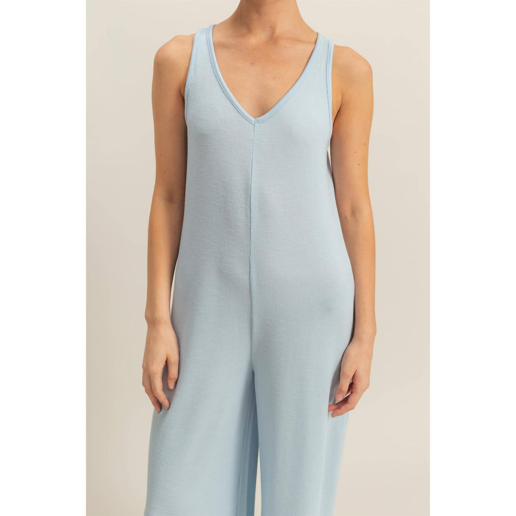 V-Neck Sleeveless Wide Leg Jumpsuit