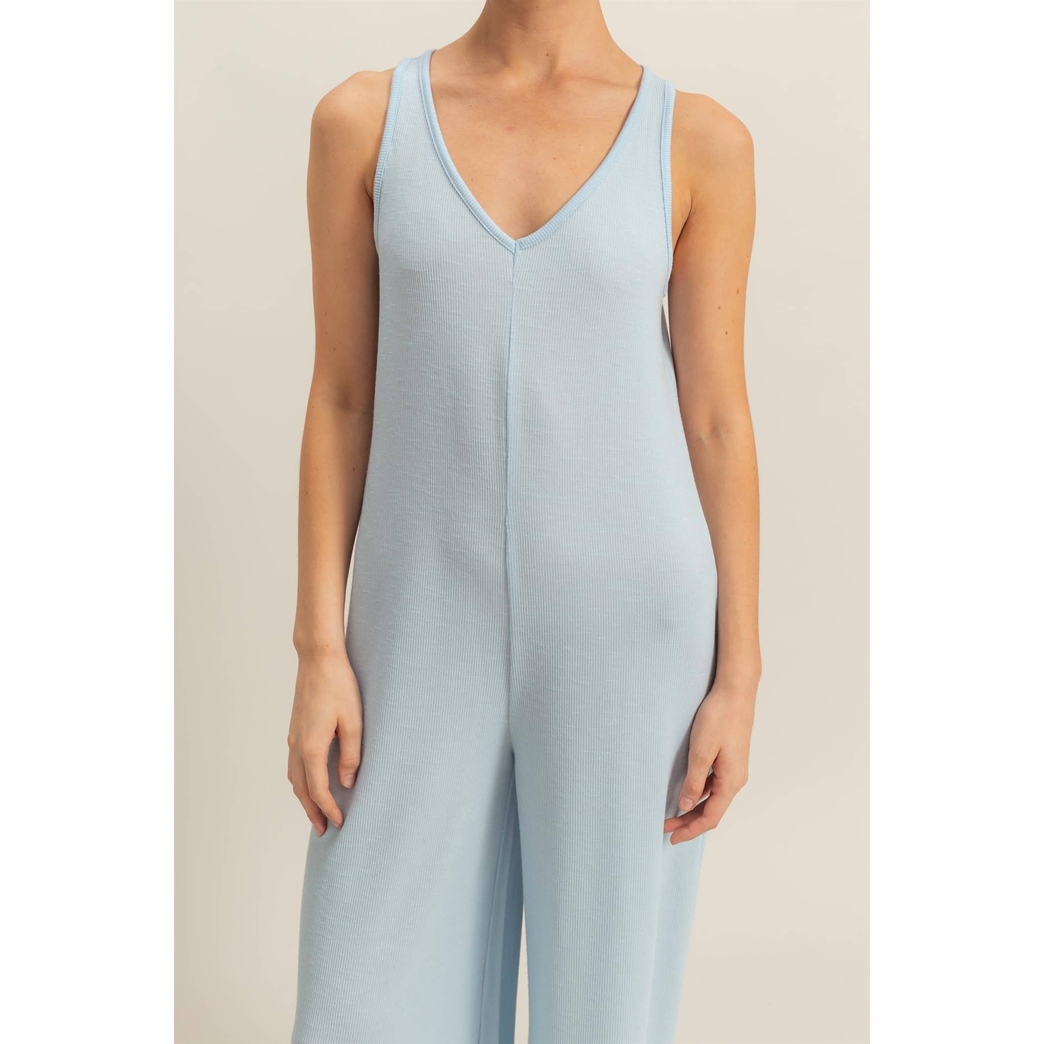 V-Neck Sleeveless Wide Leg Jumpsuit