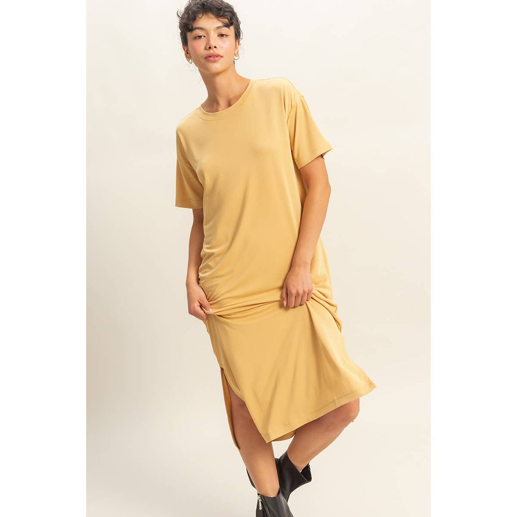 Side Slit T-Shirt Midi Dress