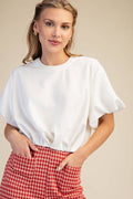 Bubble Sleeve and Hem Crop Top