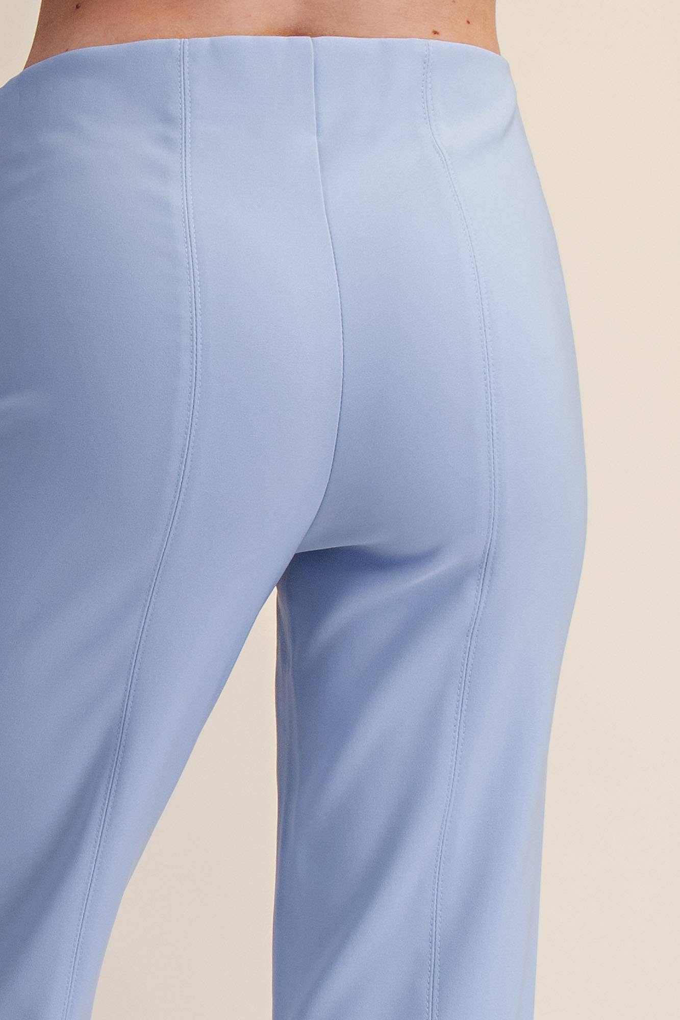 High Waist Stitch Pleats Flare Crop Stretchy Pants