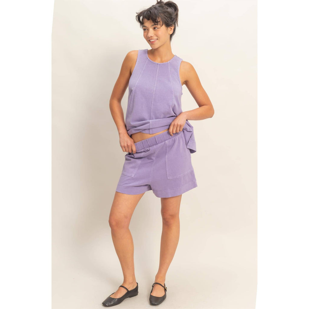Sleeveless Round Neck Top & Shorts Set