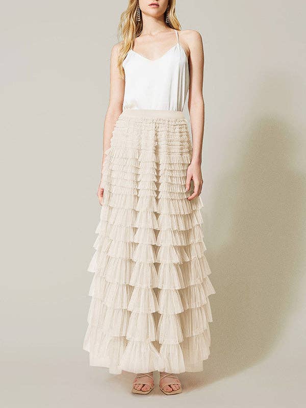A-Line High Waisted Solid Color Tulle Skirts Bottoms – X-Cetra Boutique