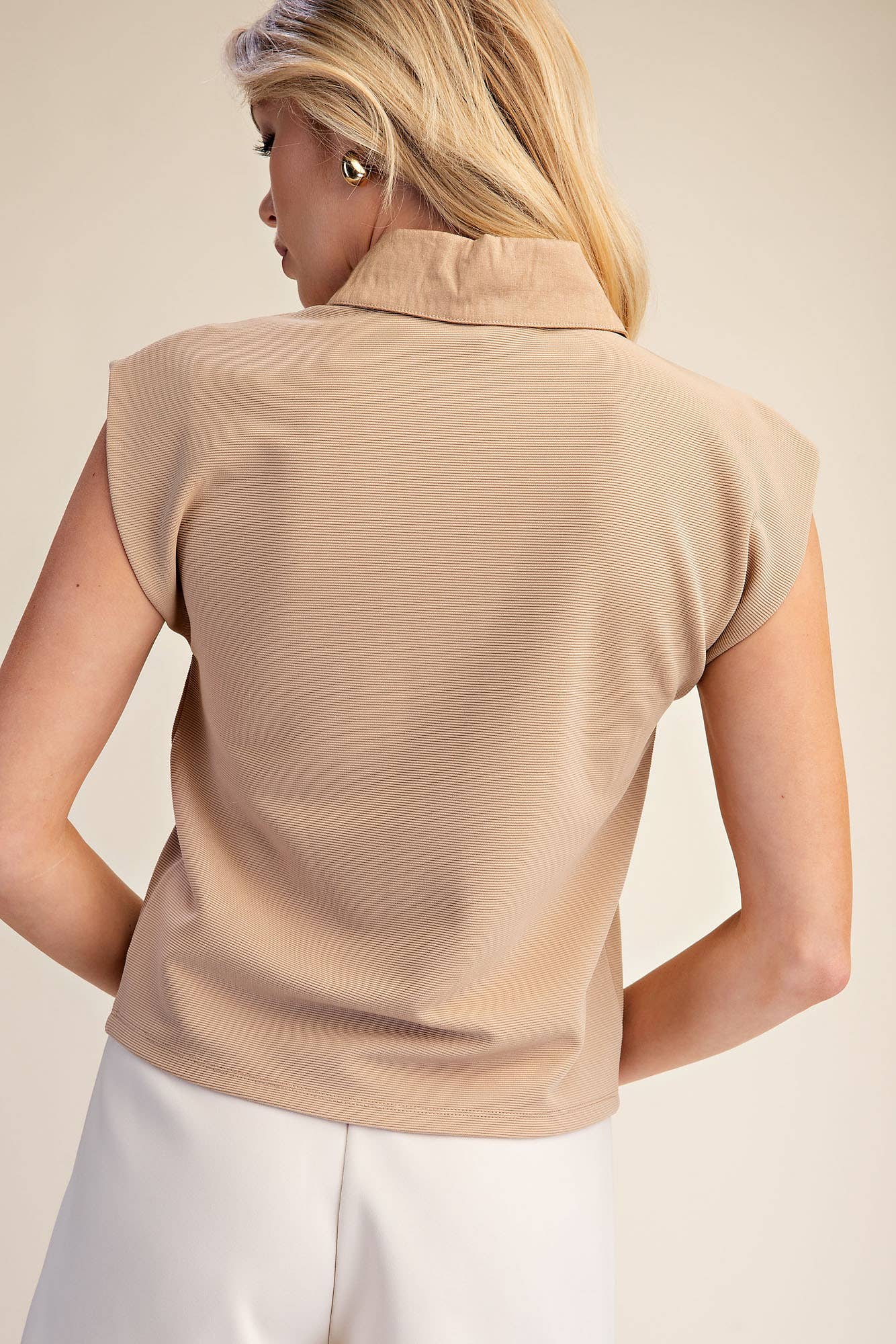 Muscle Vest Top With Collared Denim Placket