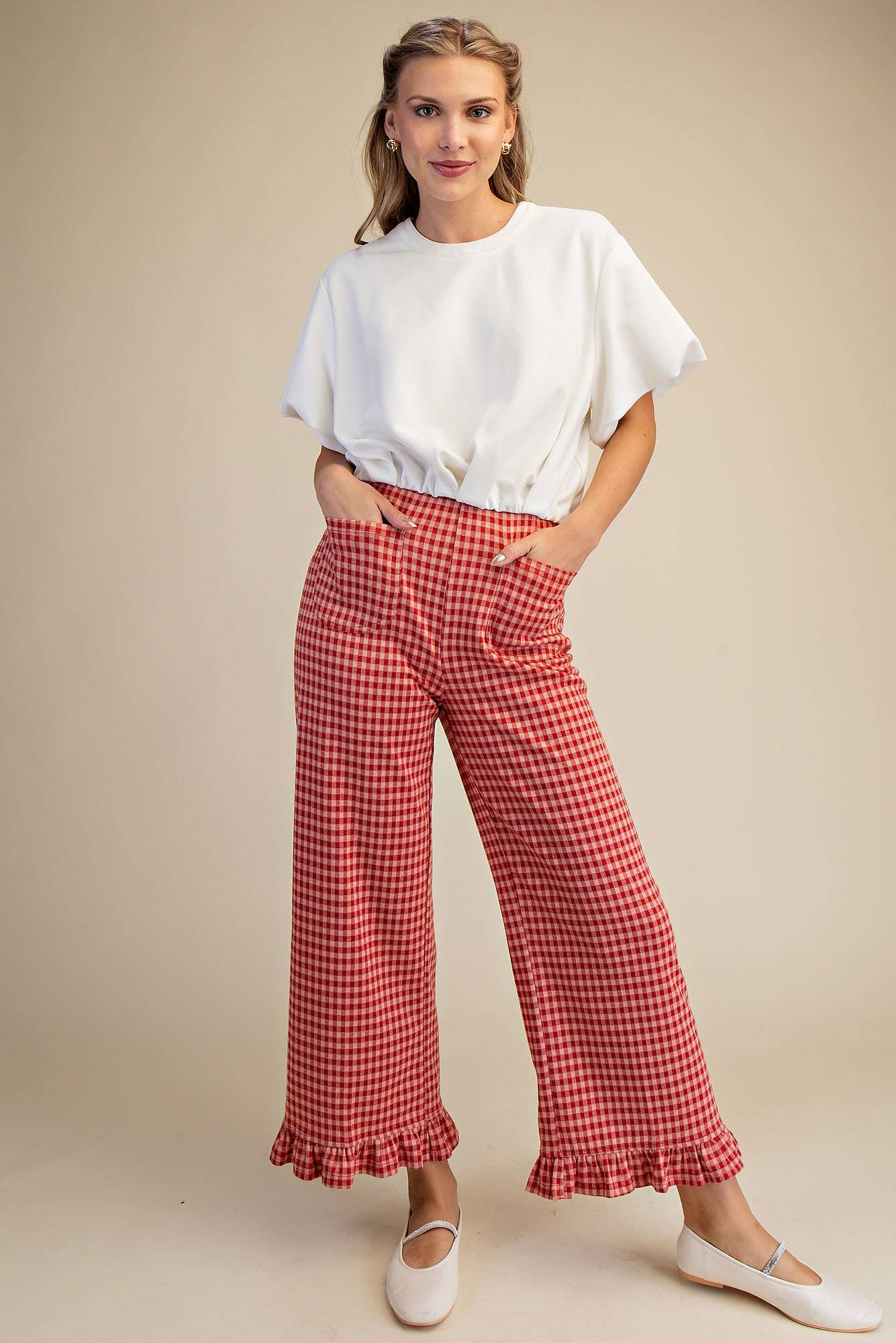 Bubble Sleeve and Hem Crop Top