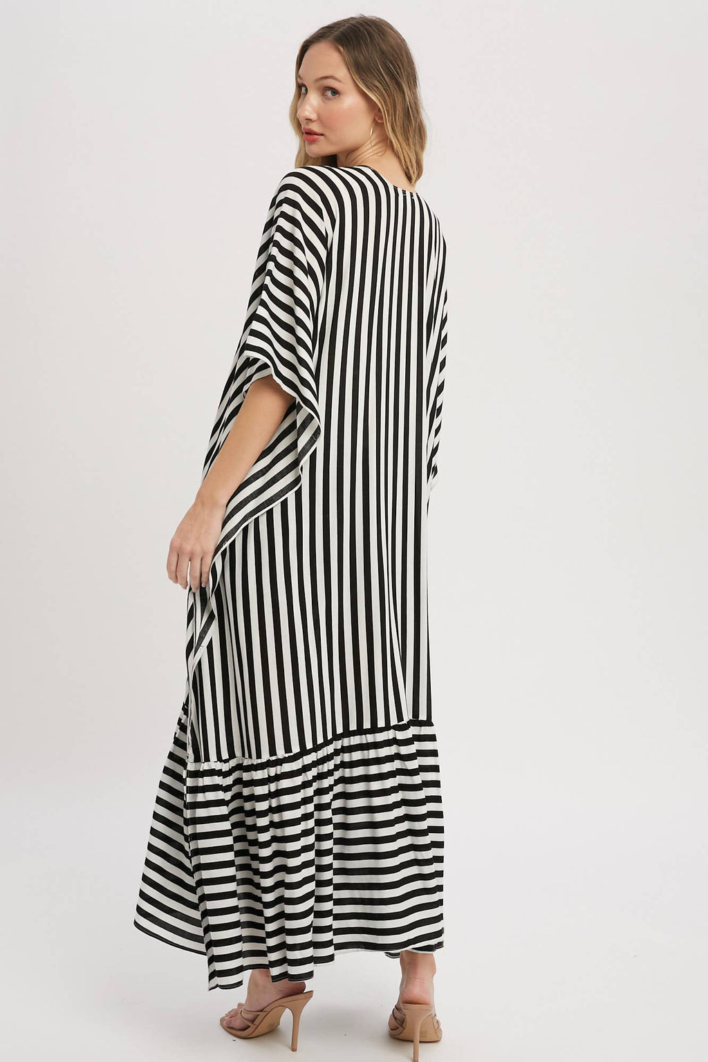 Stripe Print Women's Maxi Duster Kimono