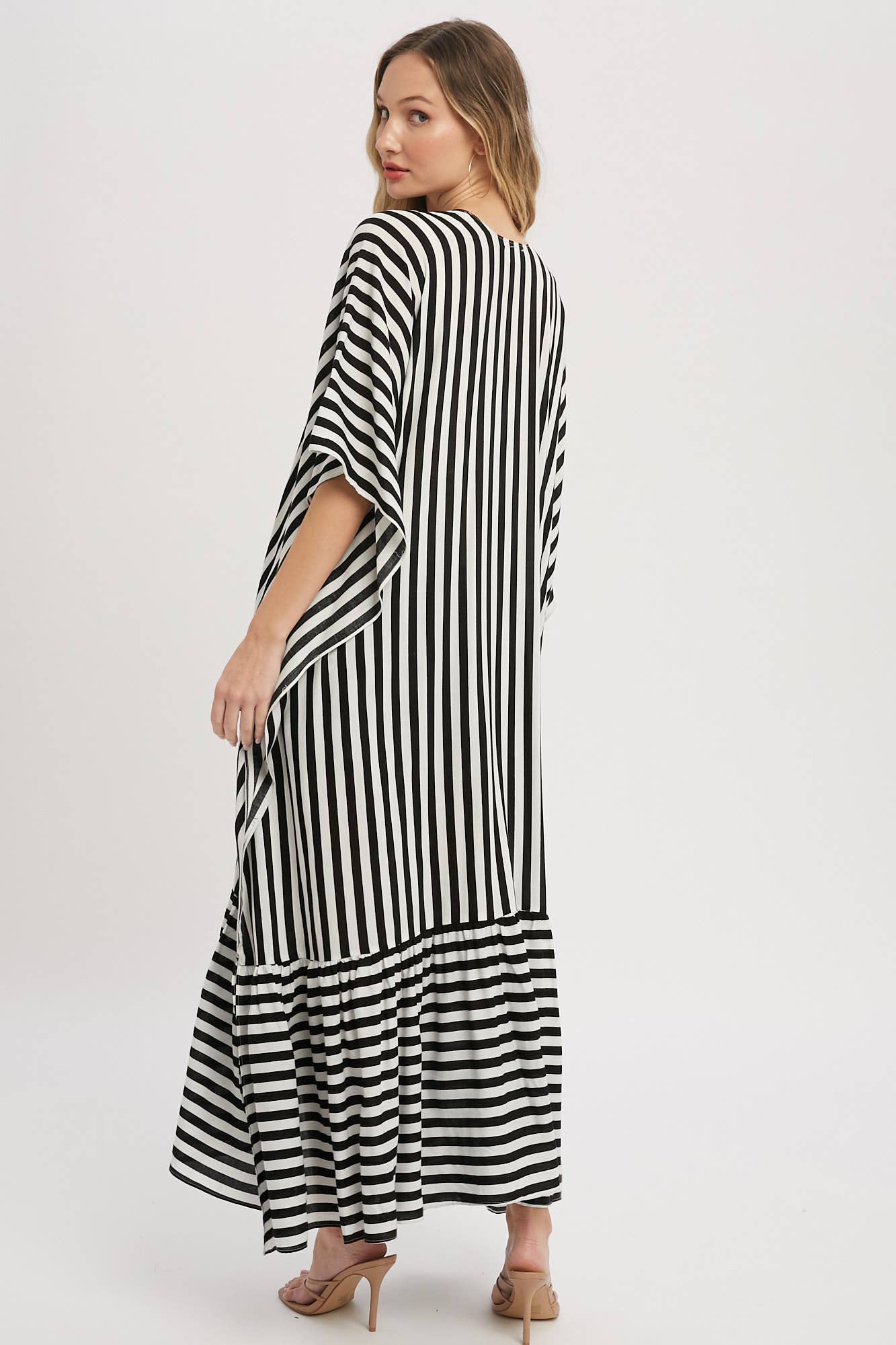 Stripe Print Women's Maxi Duster Kimono