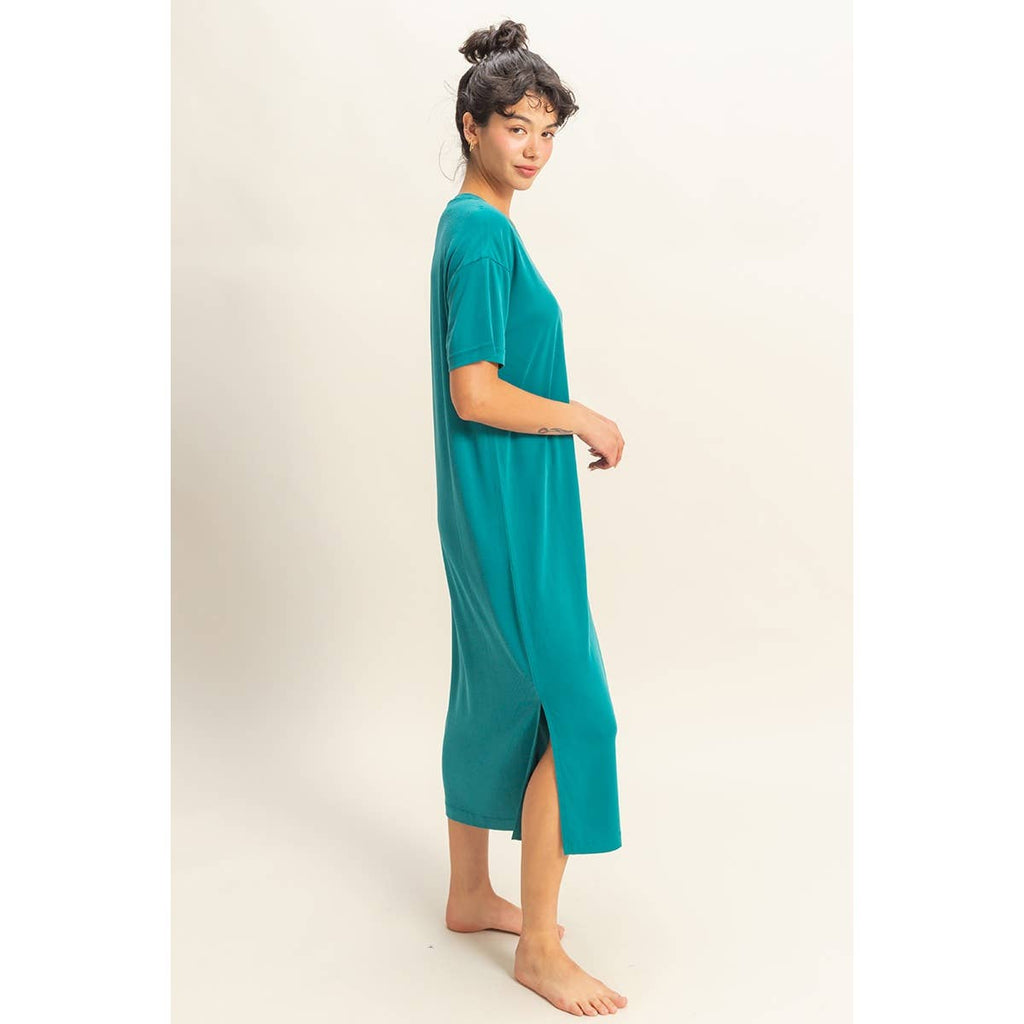 Side Slit T-Shirt Midi Dress