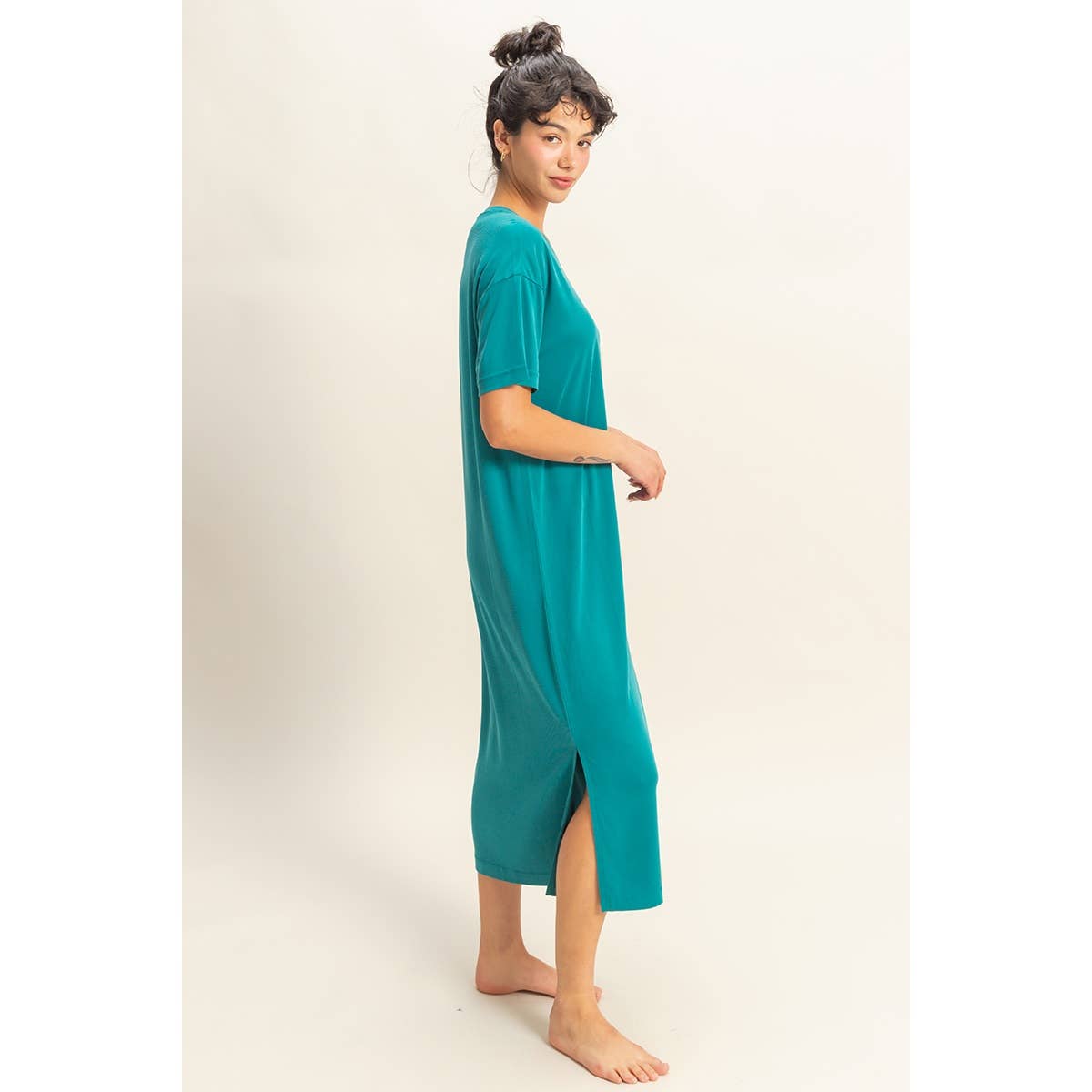 Side Slit T-Shirt Midi Dress