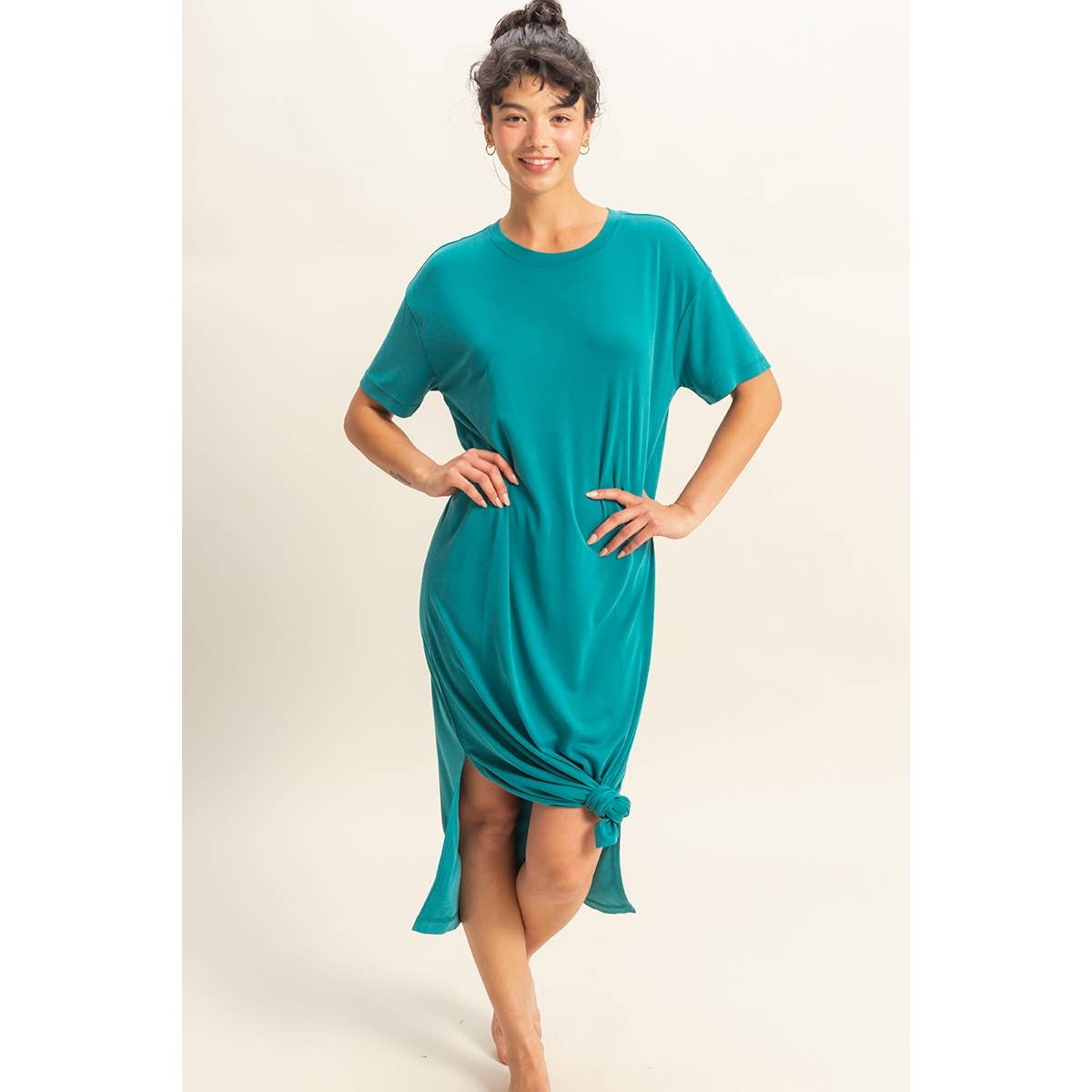 Side Slit T-Shirt Midi Dress
