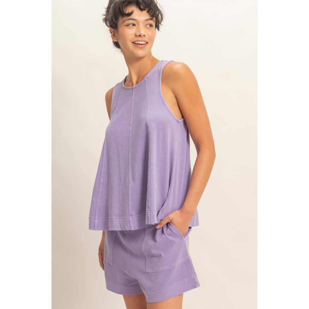 Sleeveless Round Neck Top & Shorts Set
