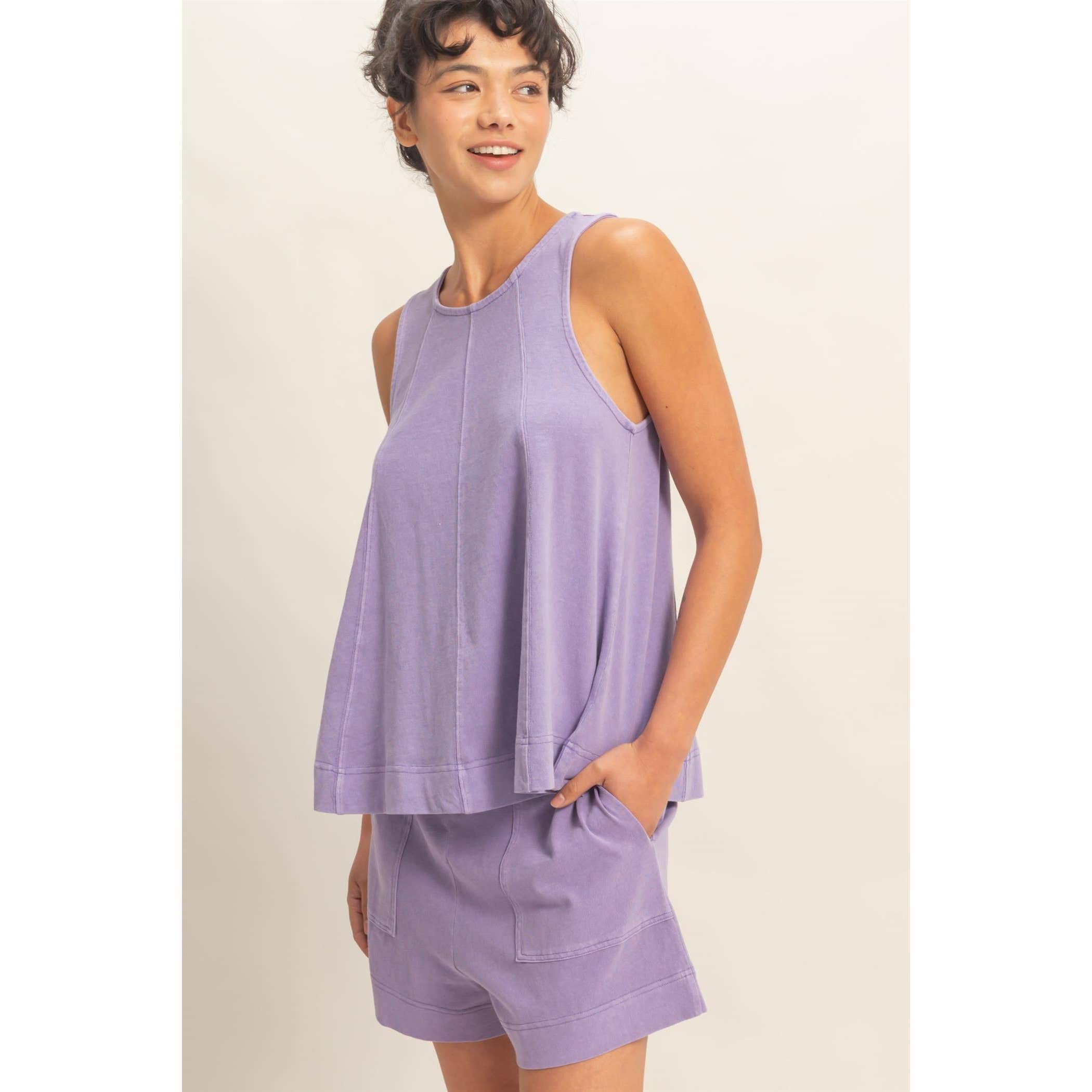 Sleeveless Round Neck Top & Shorts Set