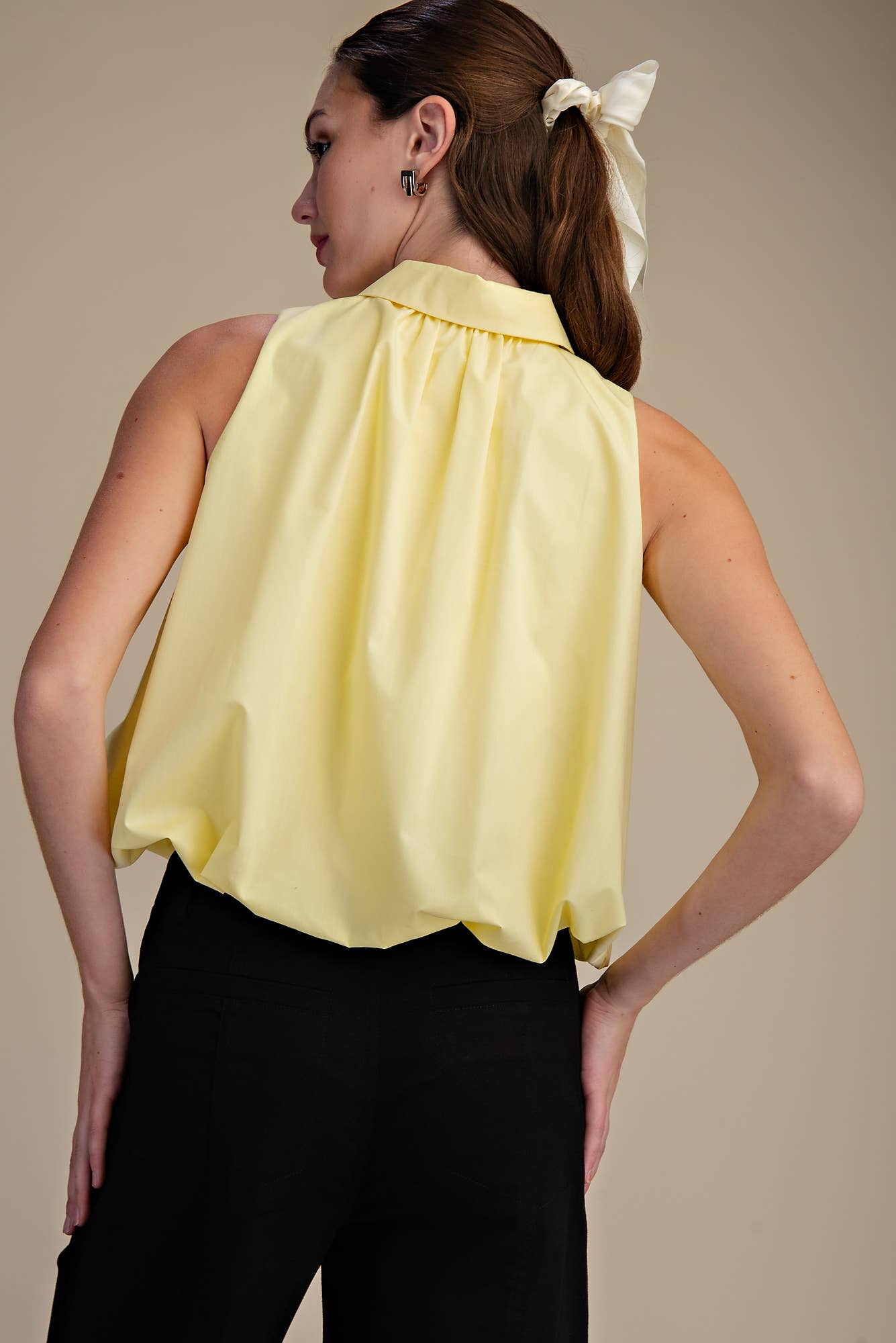 Bubble Hem Sleeveless Shirt Top