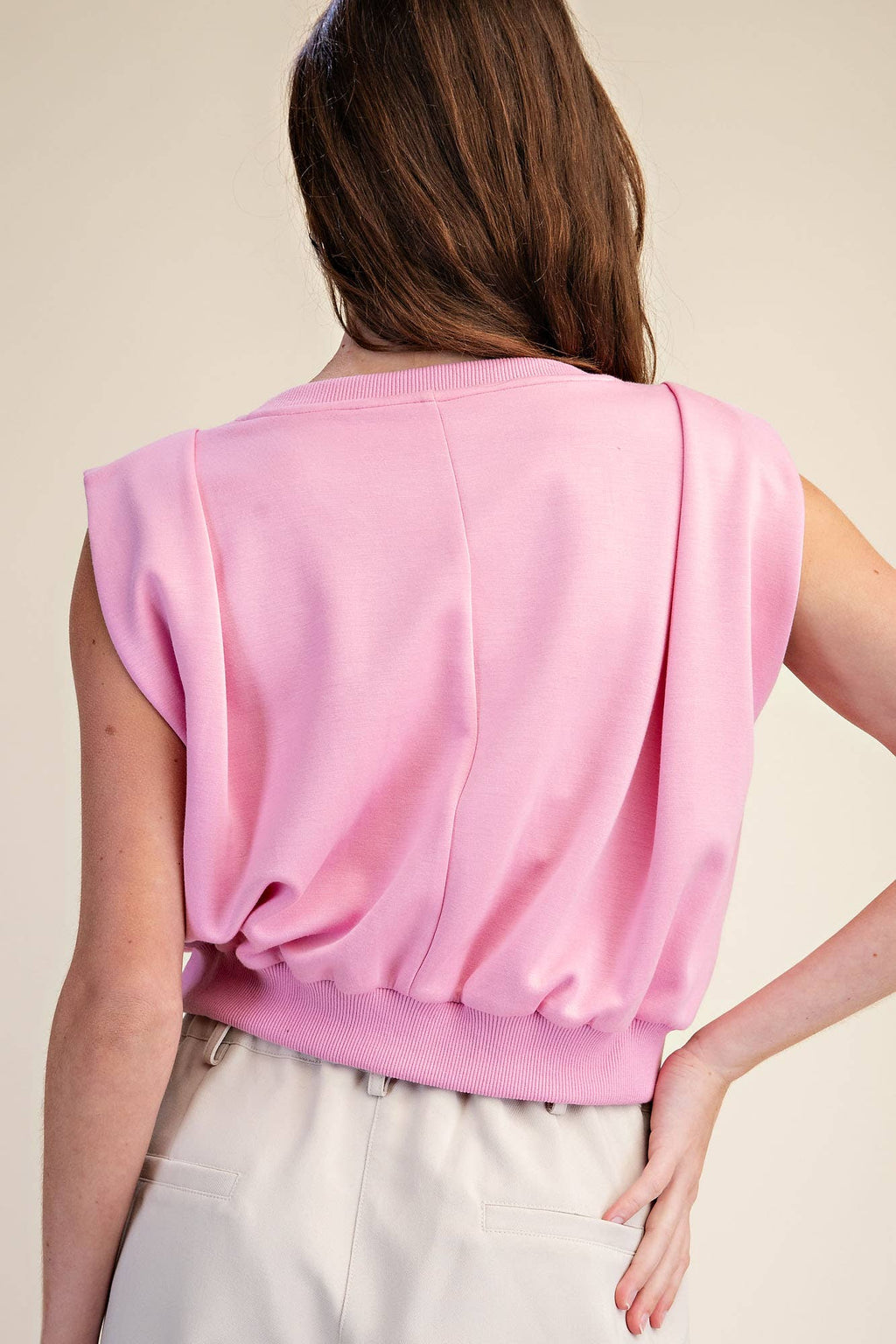 Knit Top With V-Neck Strong-Shoulder