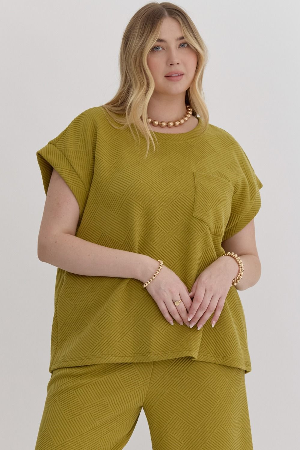 Textured Round Neck Top