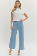 Solid High Rise Wide Leg Pants