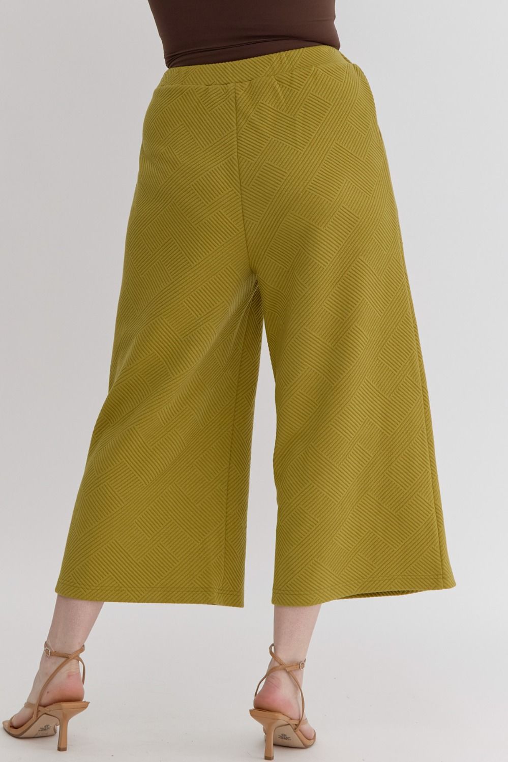Textured High Waist Wide Leg Pants