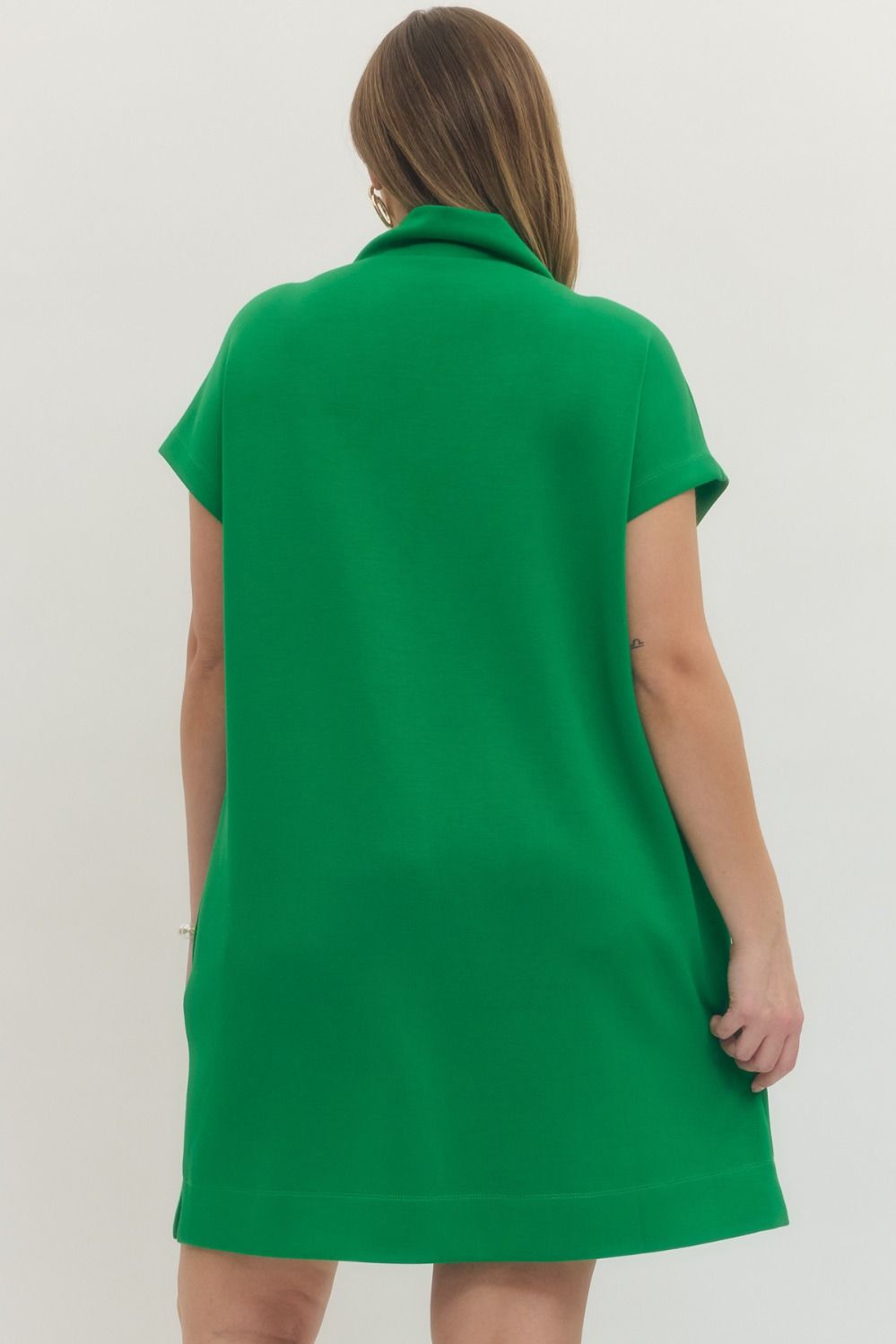 Solid Jersey Mock Neck Pullover Minidress